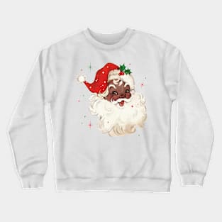 Retro Black Santa Claus Mid Century Modern Cute Santa Claus Crewneck Sweatshirt